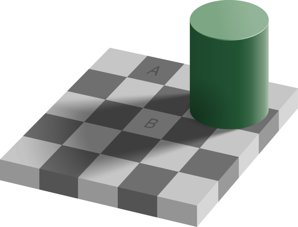 Checkershadow Illusion by Edward Adelson (MIT)